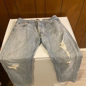 Levi's Women's Light Blue Distressed Flare Jeans